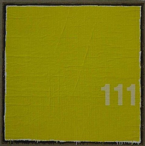 Feld mit numerischen Elementen, 2005, Öl a. Ölpapier u. Leinwand, 104x104 cm