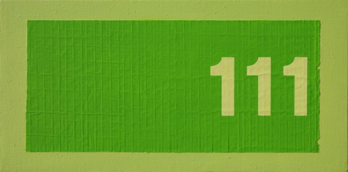Feld mit numerischen Elementen, 2012, Öl a. Ölpapier u. Leinwand, 30x60cm