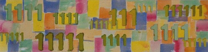 Feld mit numerischen Reihen,  2003, Acryl a. Leinwand, 50x200cm