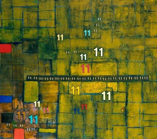 Numerisches Feld, 1994, Öl a. Lnwd, 125x140cm
