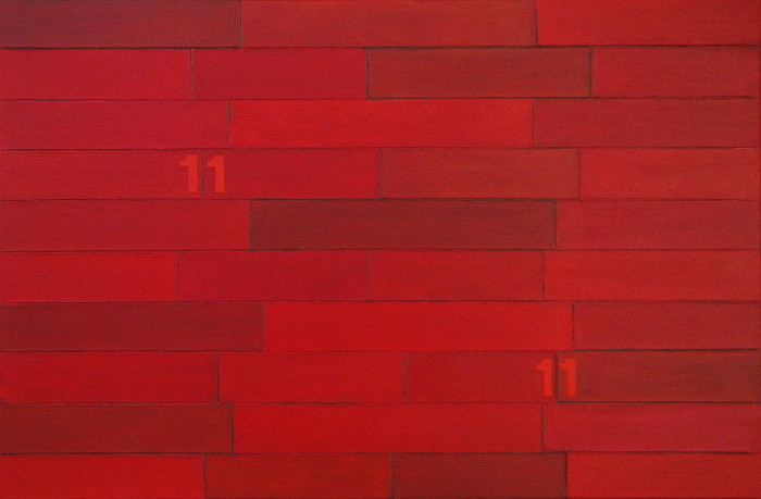 Feld mit numerischen Elementen, 2014, Öl auf Leinwand, 48x73cm