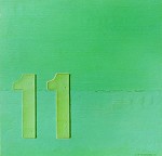 Numerisches Element auf grünem Feld, 1996, Öl auf Leinwand. 31x32cm